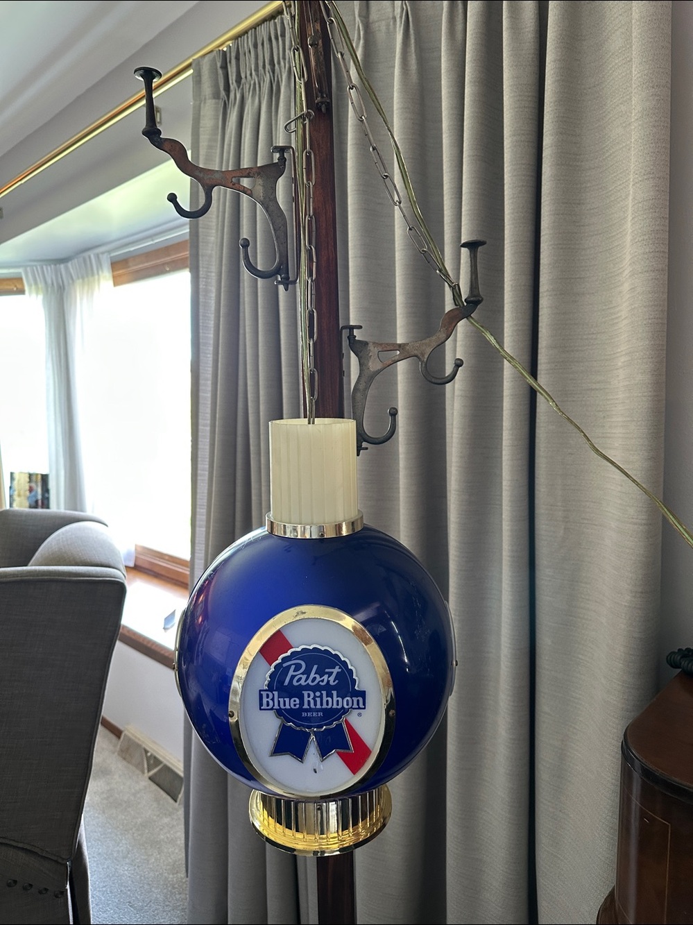 Pabst Blue Ribbon Swag Hanging Light Fixture '60s Breweriana Vintage #P1964-C